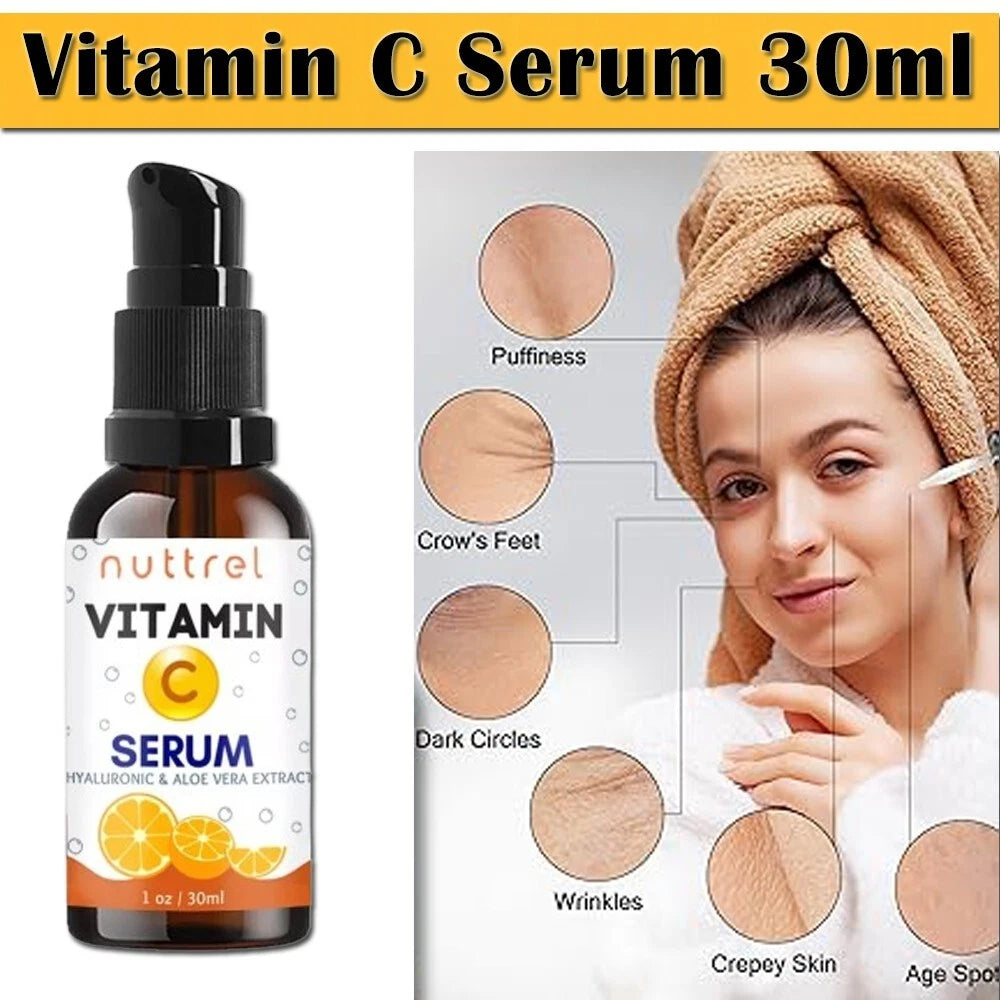 Vitamin C Serum for Face with Hyaluronic Acid Vitamin E Best Skin Anti-Aging 1oz