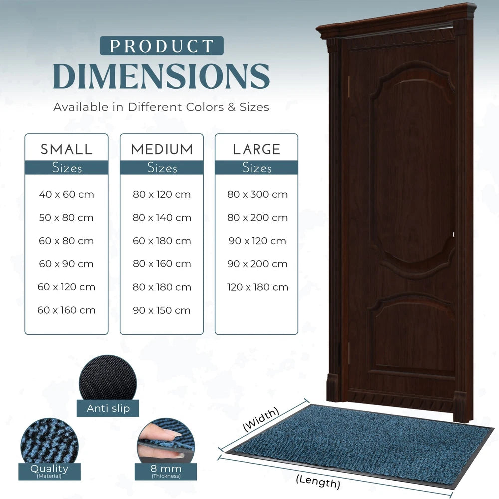 Barrier Mat Entrance Door Mat Heavy Duty Non Slip Dirt Trapper Rubber Back Rugs