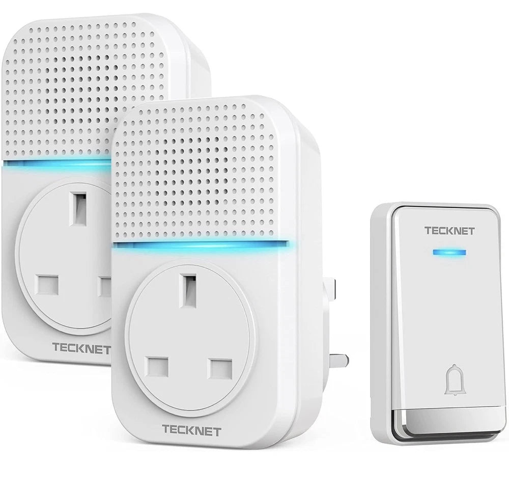 TECKNET Self-Powered Doorbell, Waterproof IP65 Twin Wireless Doorbell No Battery