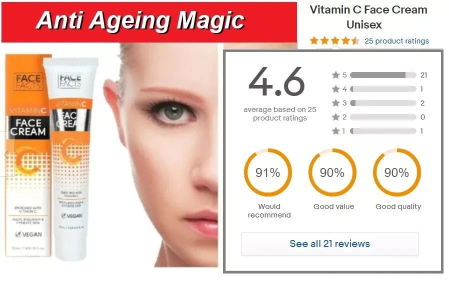 Face Lift Cream Serum Anti Ageing Vitamin C Moisturiser. Anti Wrinkle Aging skin