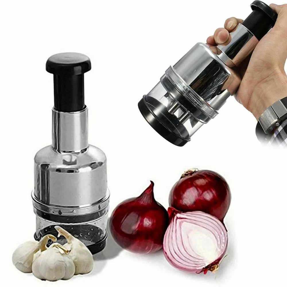 Manual Hand Press Garlic Onion Chopper Vegetable Food Chopper Processor Dicer UK