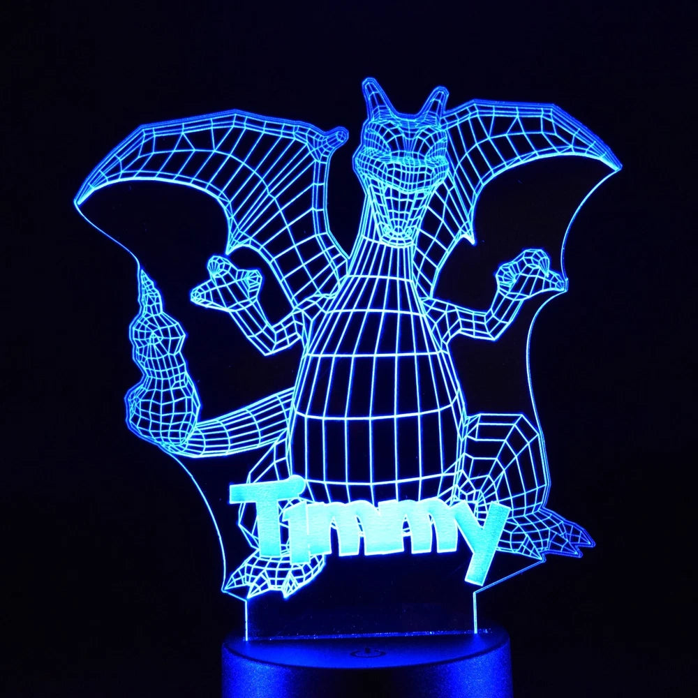 Charizard Night Light | Pokemon Night Light | Personalised LED 3D Charizard Lamp