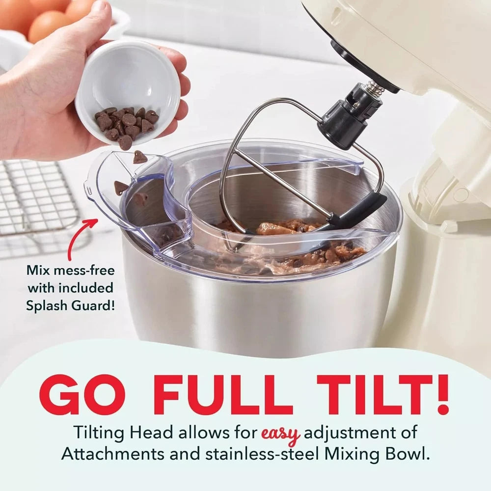 5L Stand Mixer for Baking – Stainless Steel Bowl, Dough Hook & Whisk Included