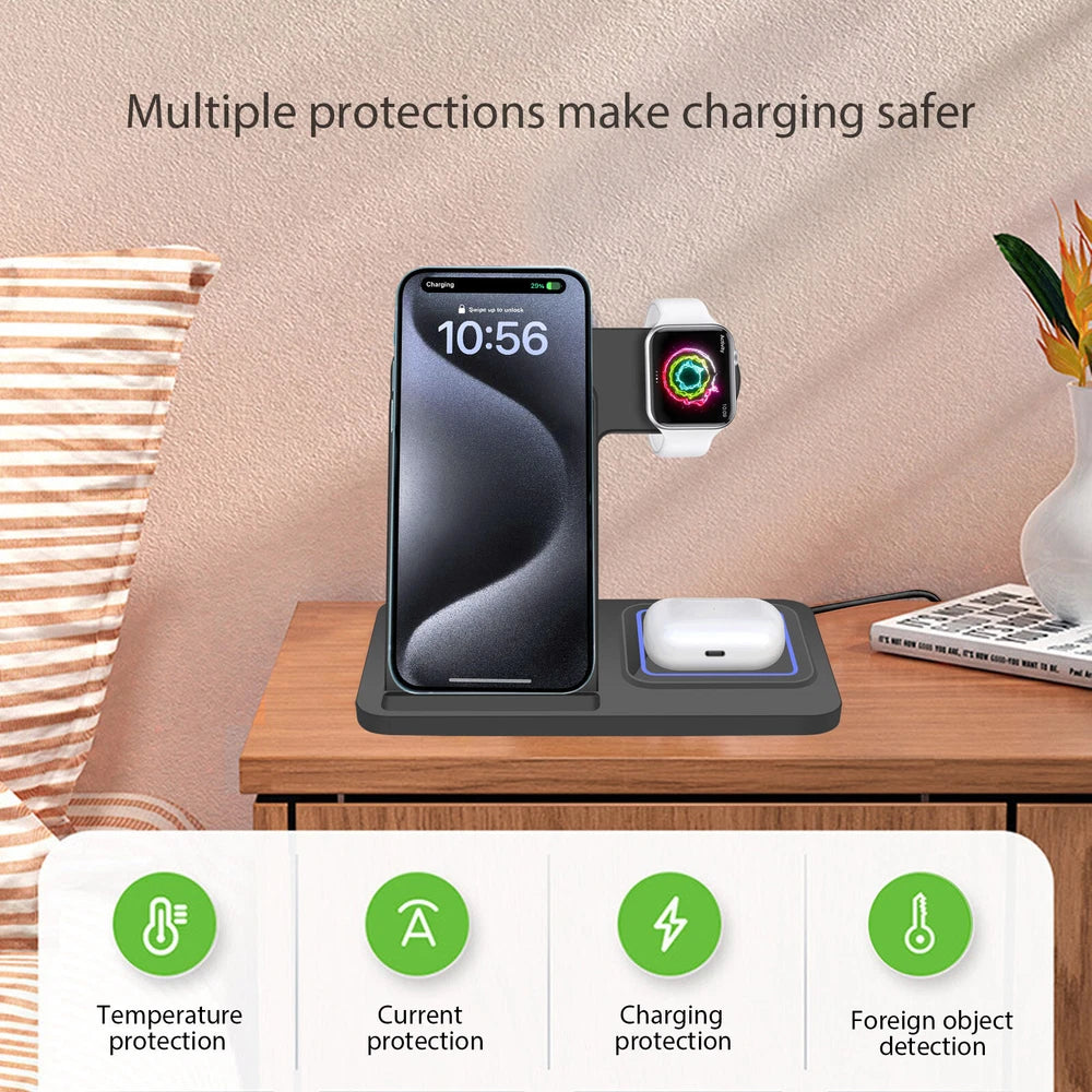 3in1 Wireless Charger Dock Charging Stand For Apple Watch Ultra 9 8 iPhone 16 15