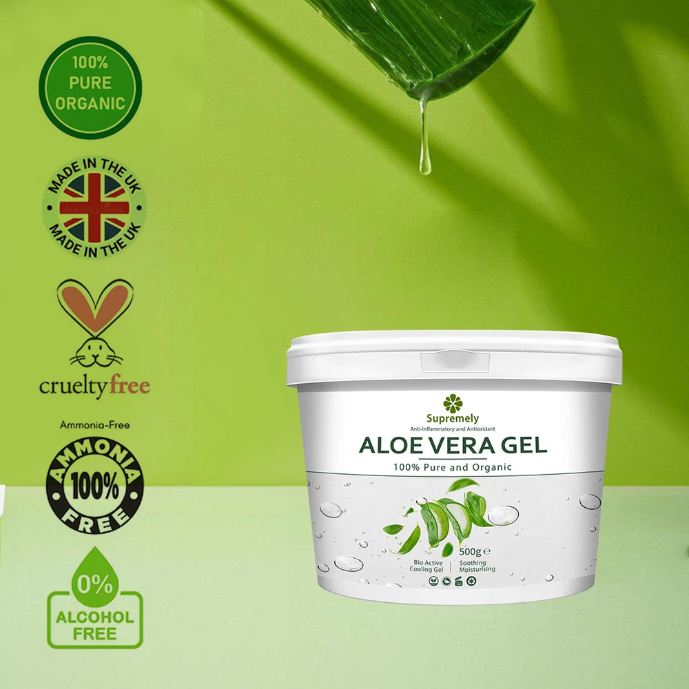 100% Pure Aloe Vera Organic Gel Soothing Vegan Skin Moisturiser Skin Care 500g