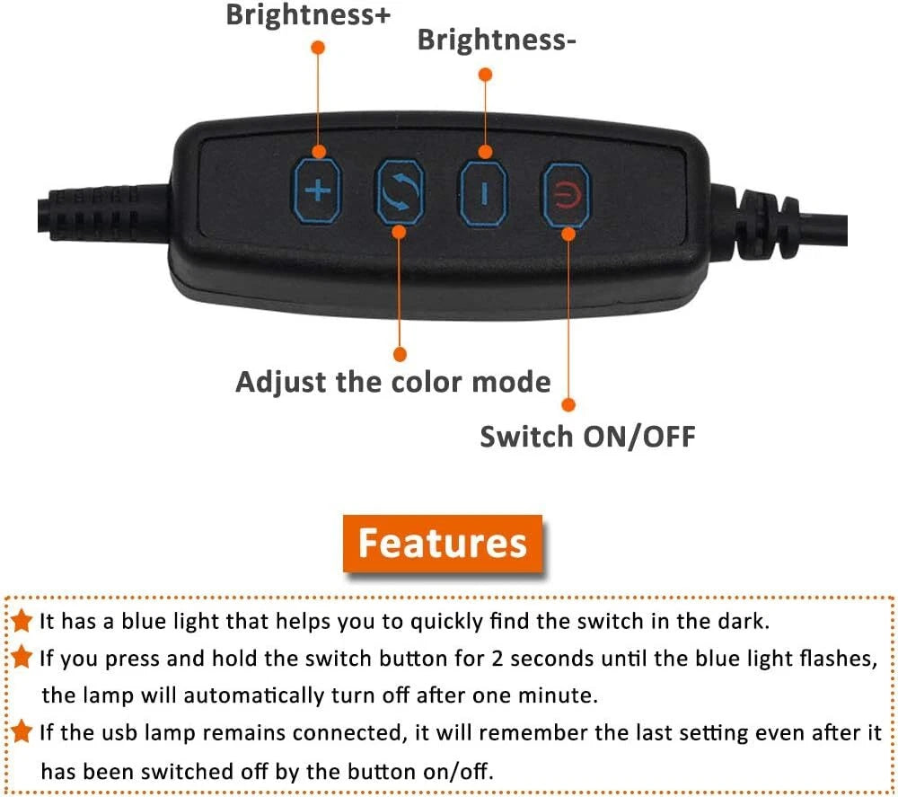 LED USB Clamp Clip On Flexible Desk Light Bed Read Table Night Lamp