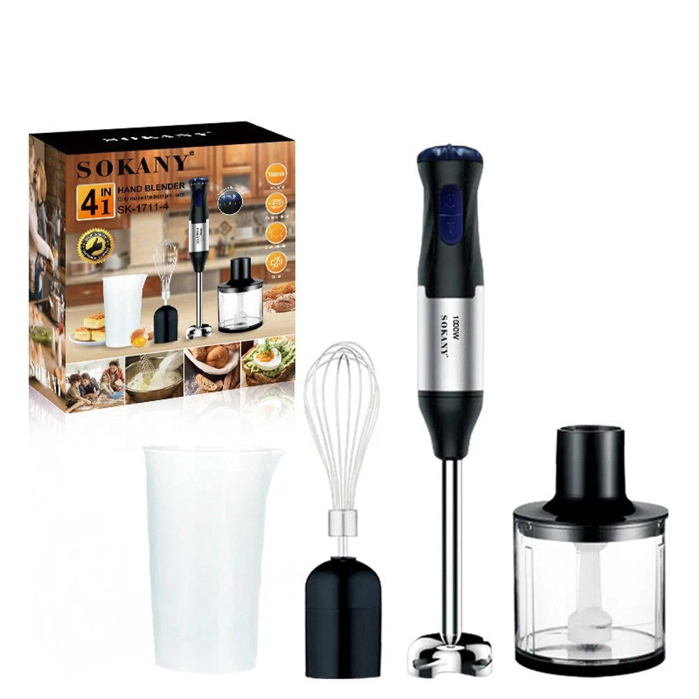 4 in 1 1000W 5 Speed Powerful Hand Held Electric Food Blender Mixer Stick UK