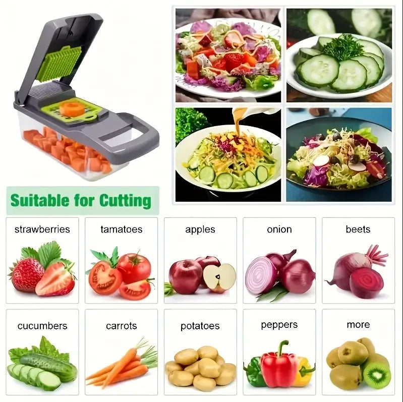 16 in 1 Vegetable Chopper Salad Fruit Mandolin Slicer Food Dicer Cutter Peeler