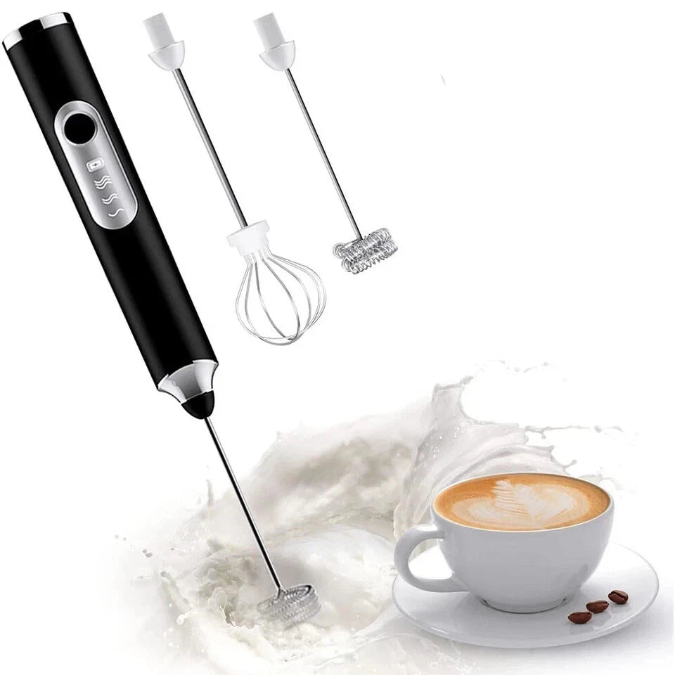 Rechargeable Electric Milk Coffee Frother Whisk Egg Beater Handheld Frappe Mixer