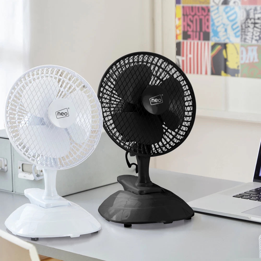 Neo Mini Fan Portable Desktop Clip Base Mount Desk 2 Speed 360 Adjustable Cool