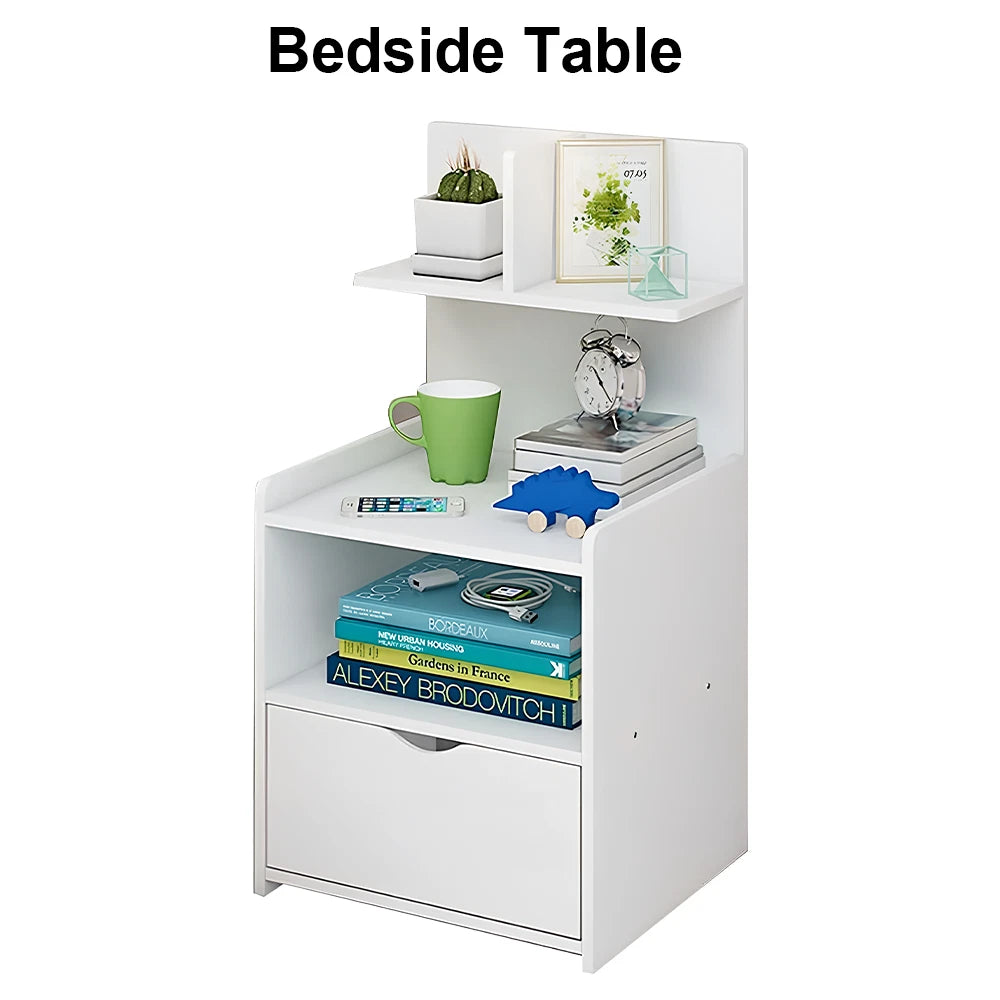 Bedside Table Drawer Cabinet End Side Table Bedroom Furniture Storage Nightstand