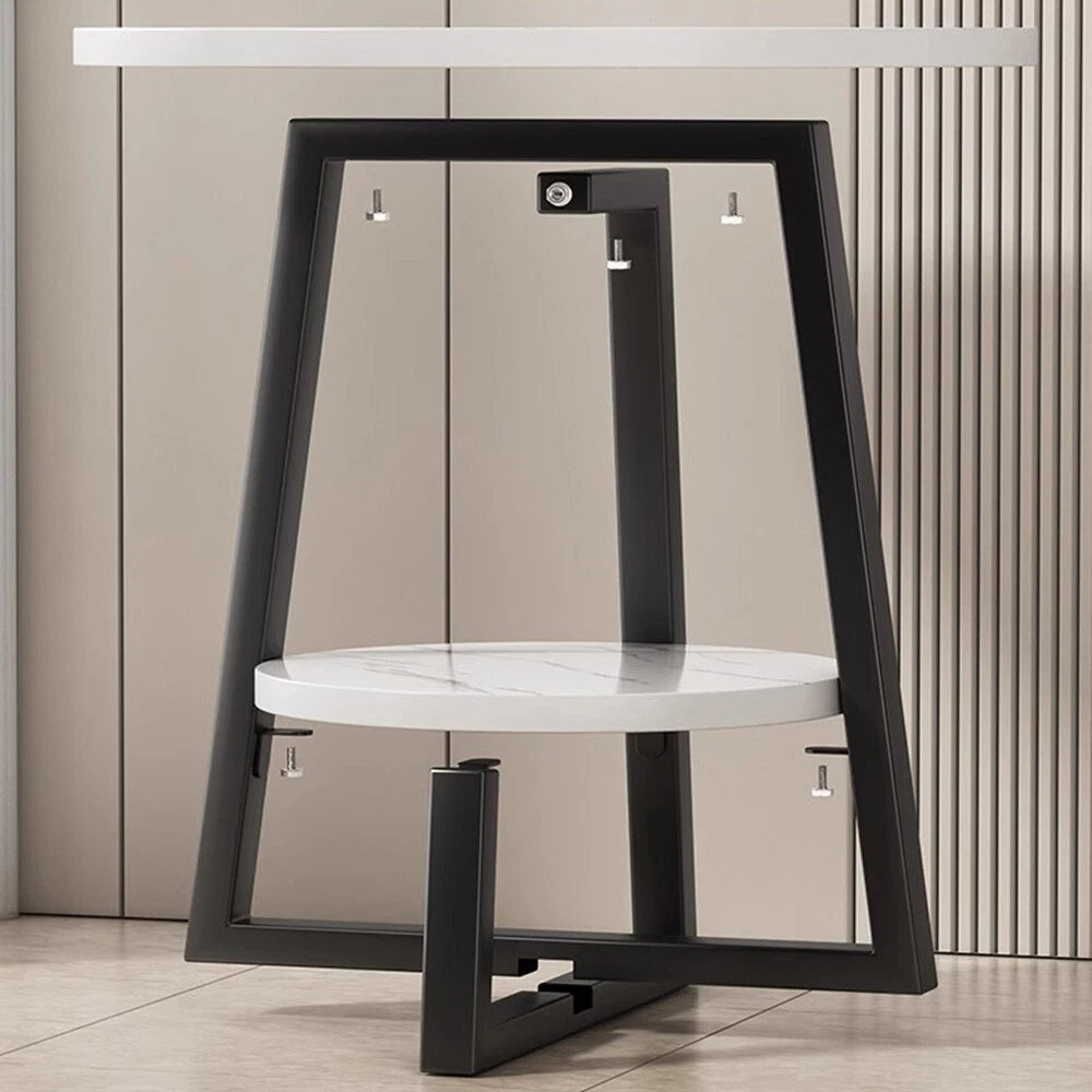 2-Tier Coffee Table Side Table White Marble Effect End Table LivingRoom Round