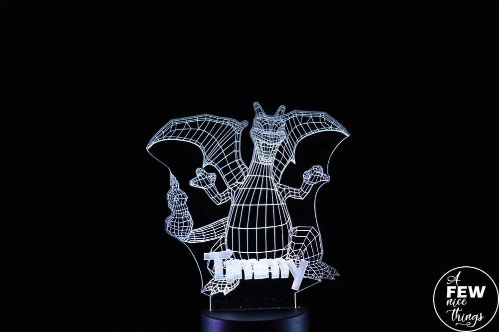 Charizard Night Light | Pokemon Night Light | Personalised LED 3D Charizard Lamp