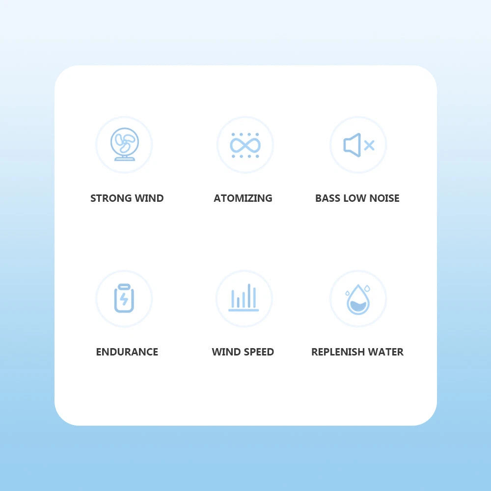 Portable Humidifier Fan Mini Handheld Cooling Mist Cooler Water Spray Travel NEW