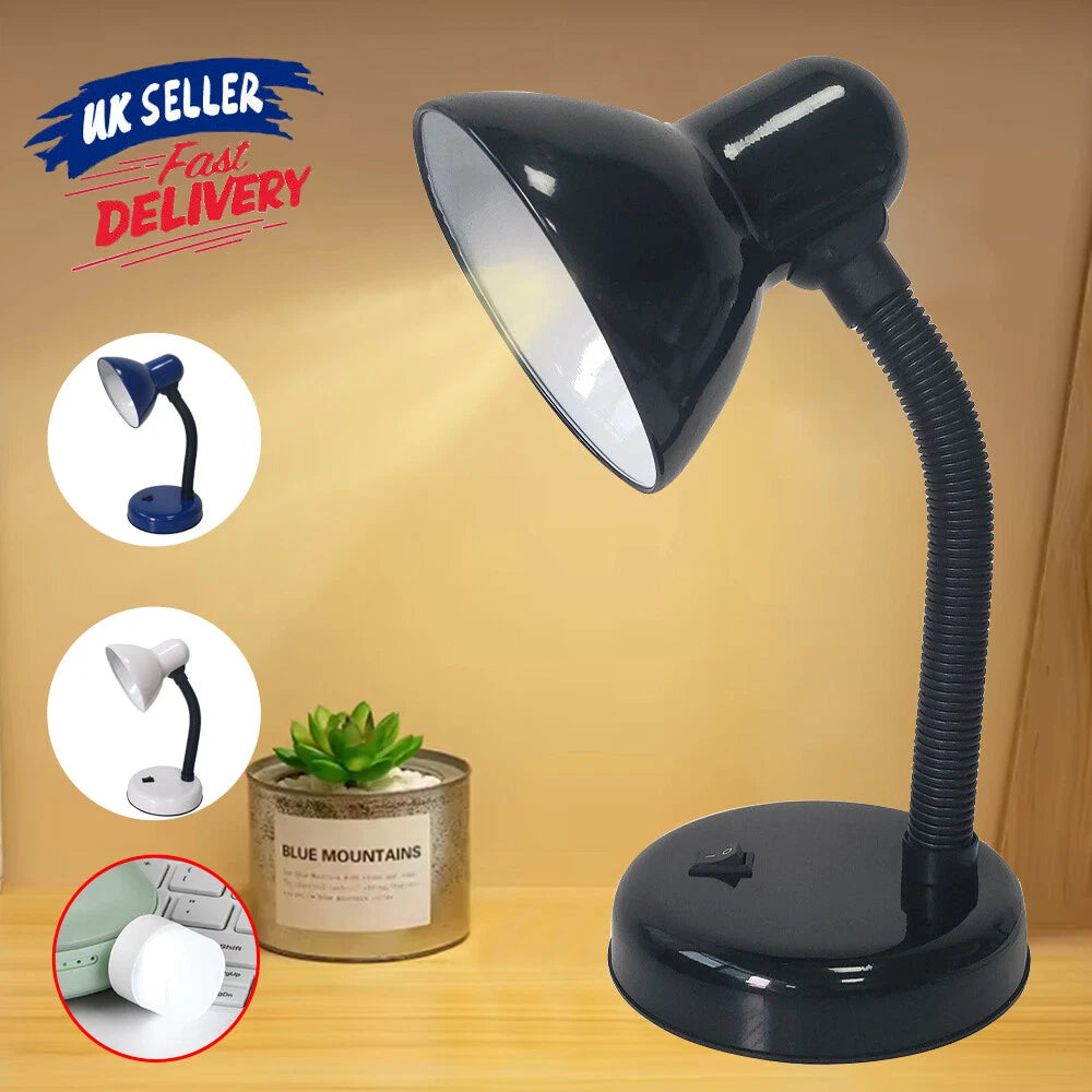 LED Desk Lamp Flexible Neck Table Reading Light With Bulb Home Office Study Work