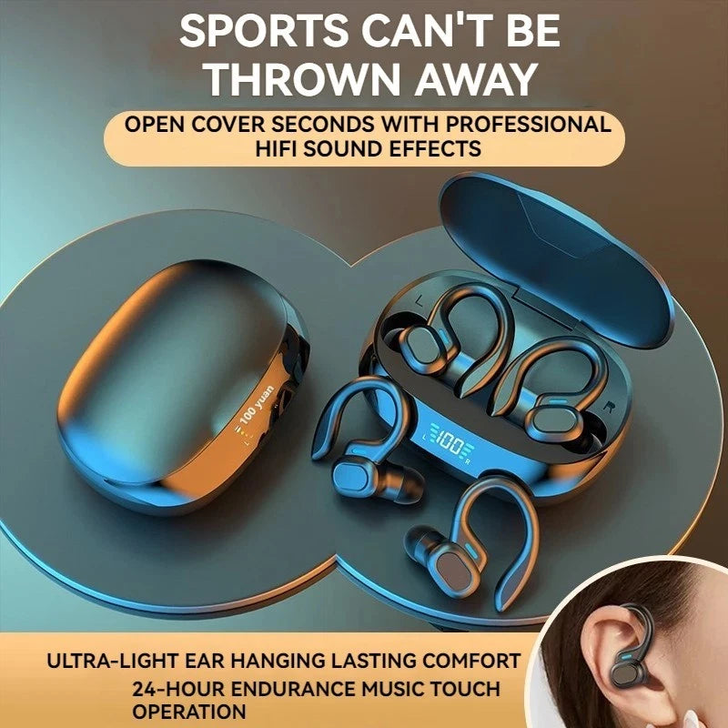 TWS Sports Wireless Bluetooth Earphones Headphones Ear Hook Running Bass Earbuds