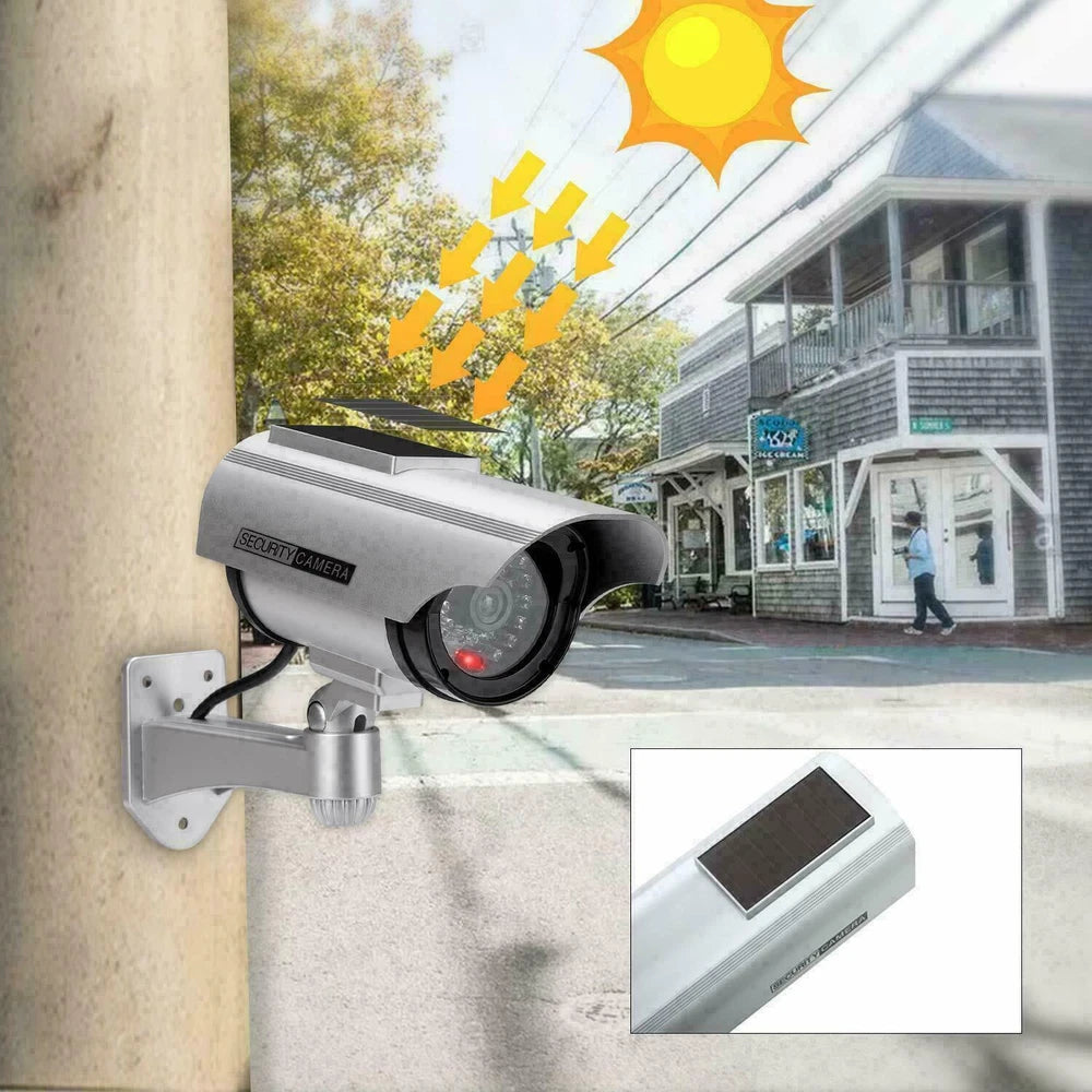 2 Pack Solar Powered Dummy Camera CCTV Security Surveillance Cam Fake IR LED UK