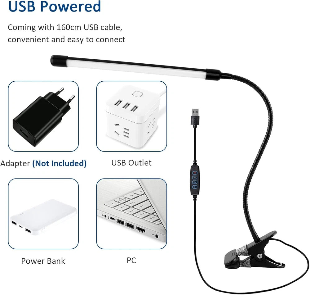 LED USB Clamp Clip On Flexible Desk Light Bed Read Table Night Lamp
