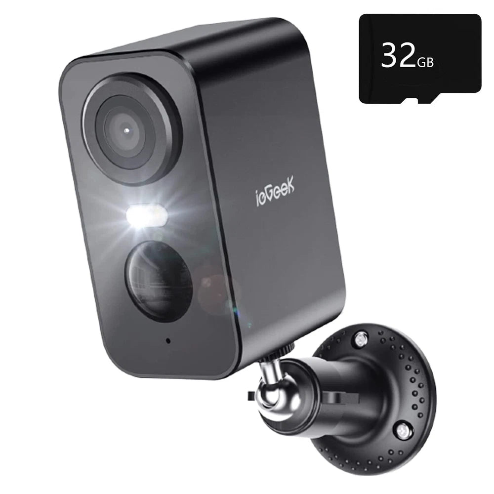 Outdoor Wireless Security Camera Home 2K WiFi Battery CCTV System SD Card