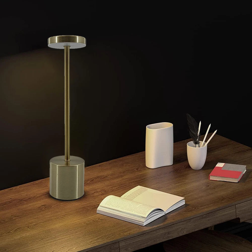 Cordless Rechargeable Metal Table Desk Lamp Touch Control Dimmable Night Light