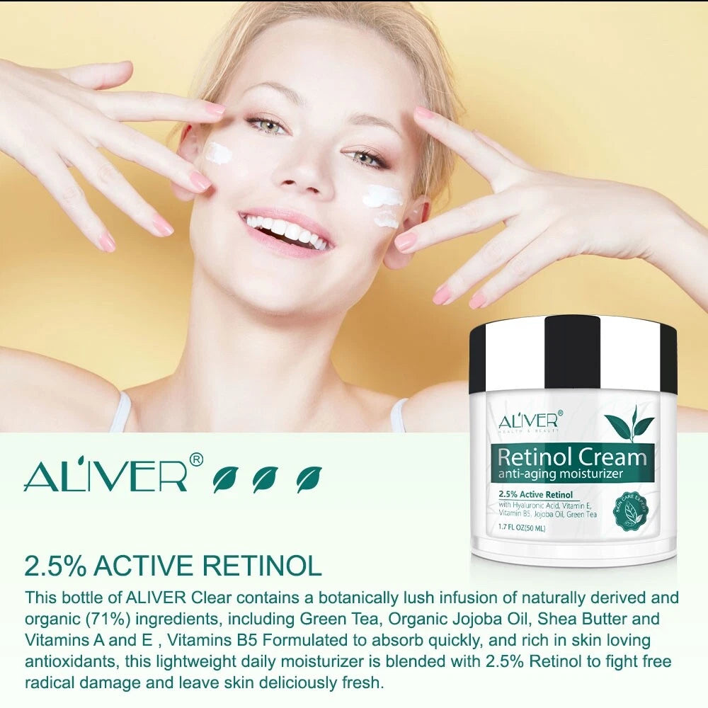 Retinol Face Cream Anti Ageing Wrinkles Hyaluronic Acid, Vitamin B, E Serum 2.5%