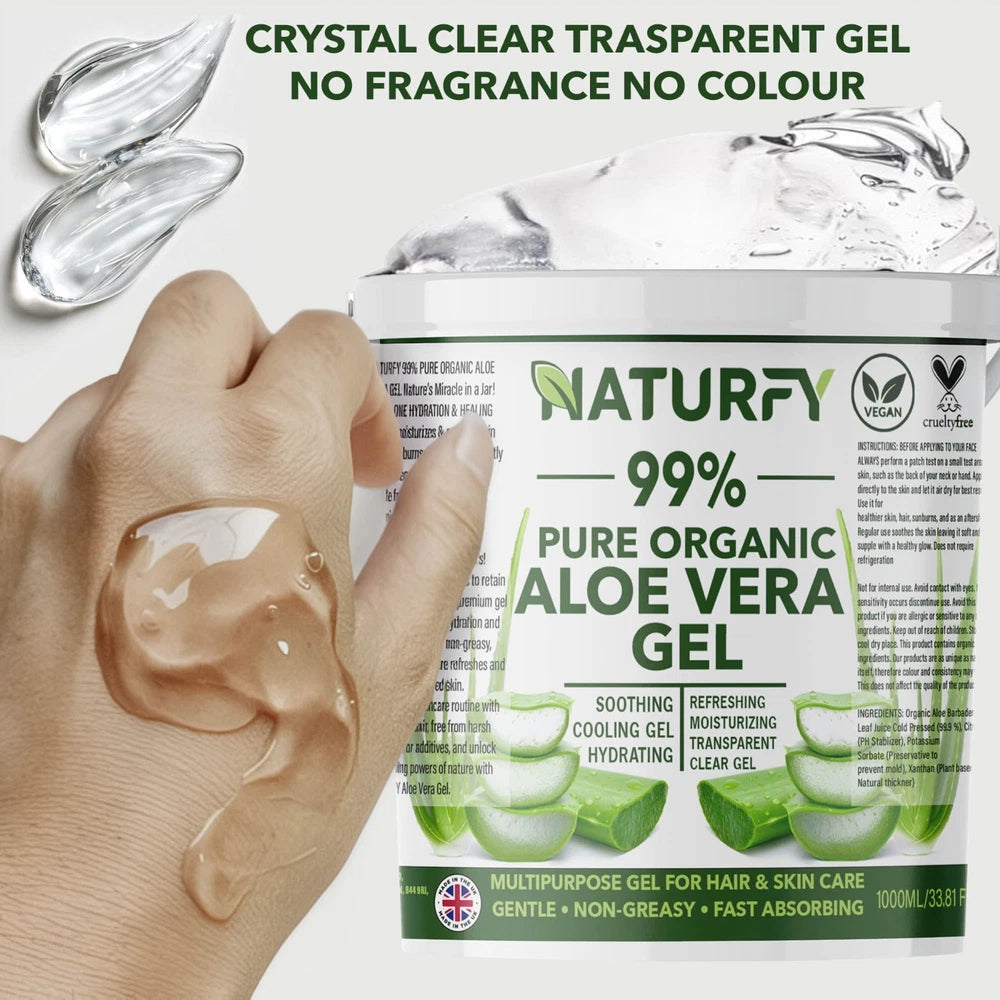 1kg Aloe Vera Gel 99% Naturally Bio-Active Natural Organic Soothing Hair & Skin