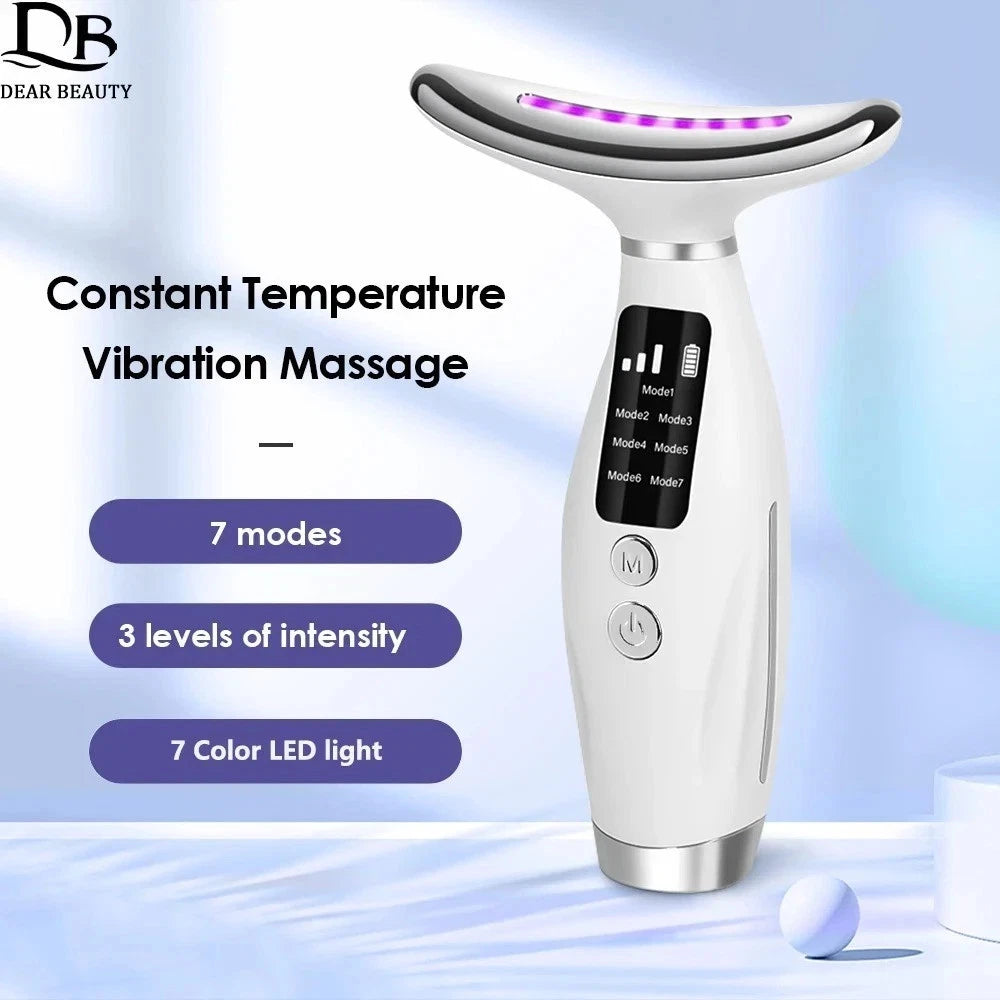 7 Colours Neck Face Lifting Massager skin Tighten Device LED Anti Wrinkle Beauty