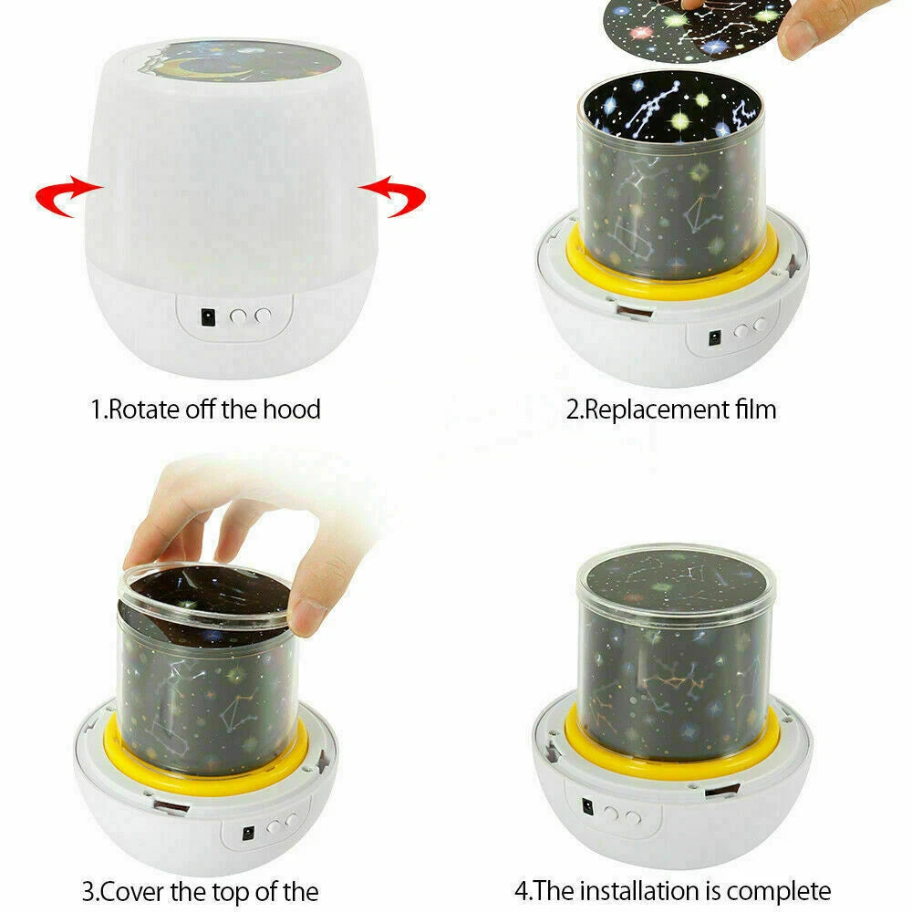Rotating LED Night Light Bedroom Ceiling Star Sky Moon Lamp LED Star Projector