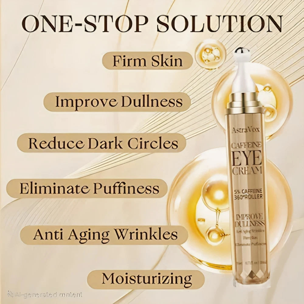 Caffeine Eye Cream, 20ml for Dark Circles and Puffy Eyes 360°Massage Ball Men Wo