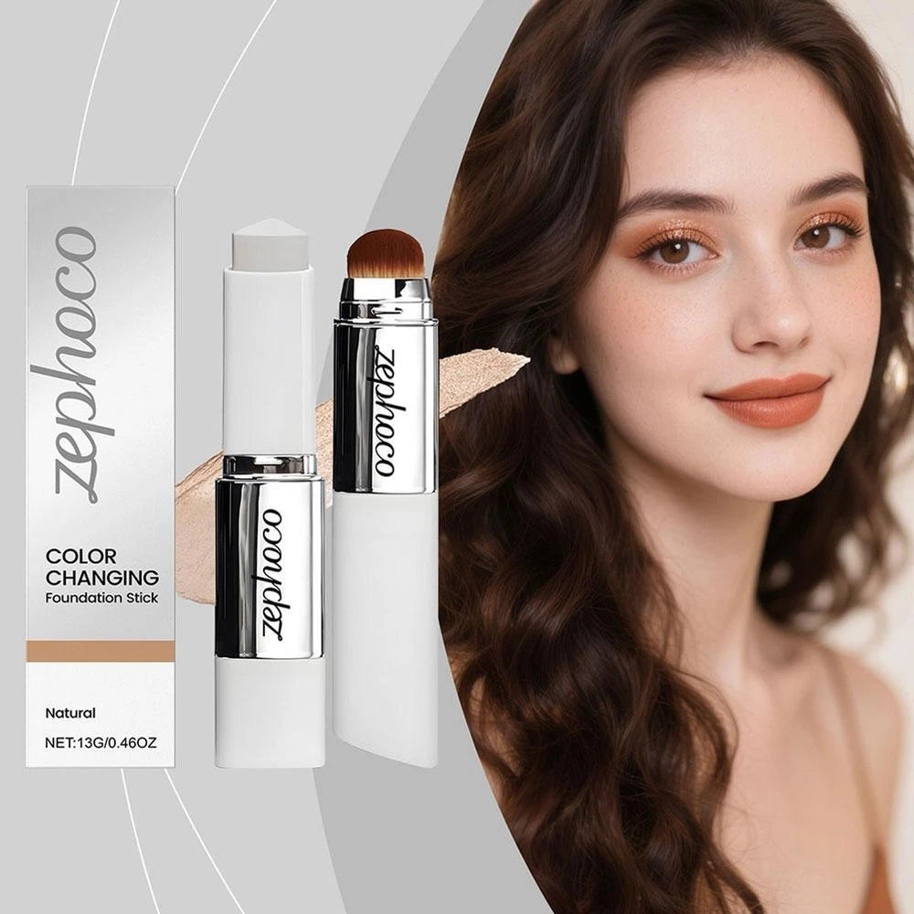 2-in-1 White Foundation Stick Colour Changing Concealer Stick with Brushes
