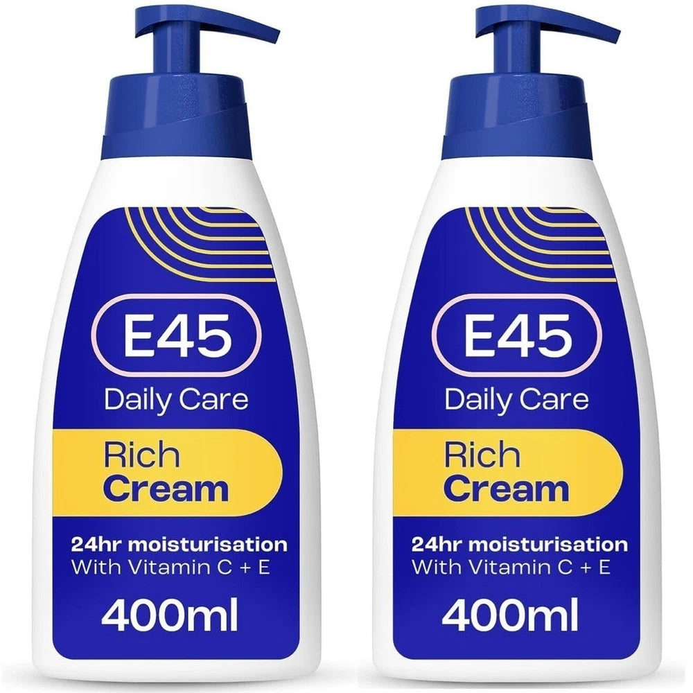 E45 Rich Moisturising Cream with Vitamin C & E For Daily Care  – 400ml