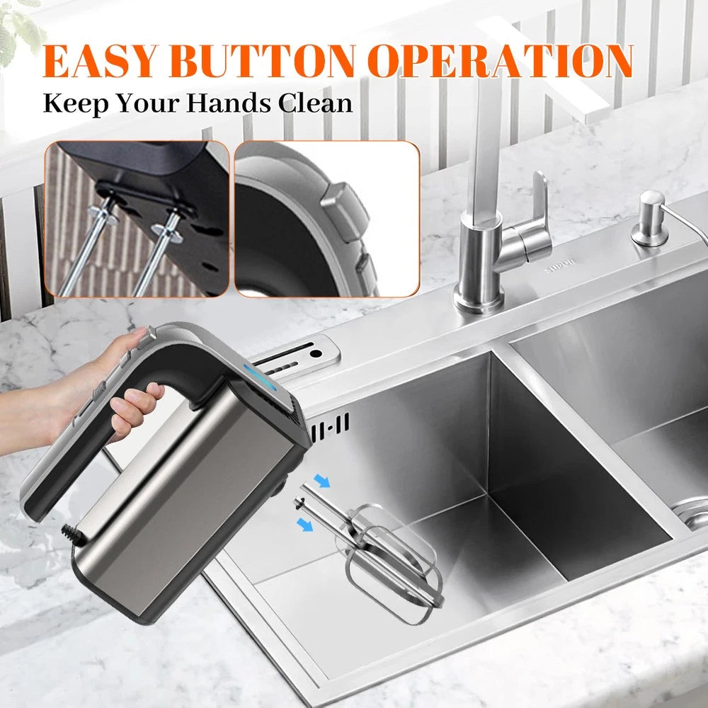 800W Electric Hand Mixer Food Whisk 5 Speeds Turbo Egg Beater Cake Baking