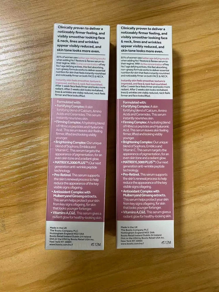 2 Pack No7 Restore & Renew Face & Neck Multi Action Serum 50ml (100ml)