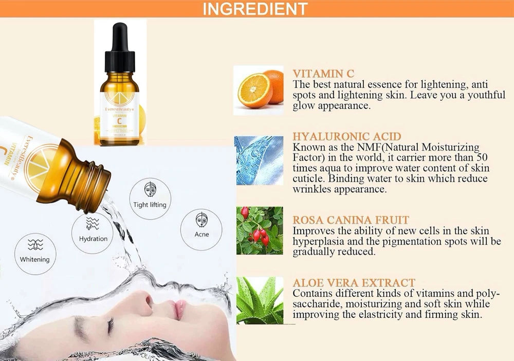 3xVitamin C serum with Hyaluronic Acid Suitable for Anti Ageing/Wrinkle Face