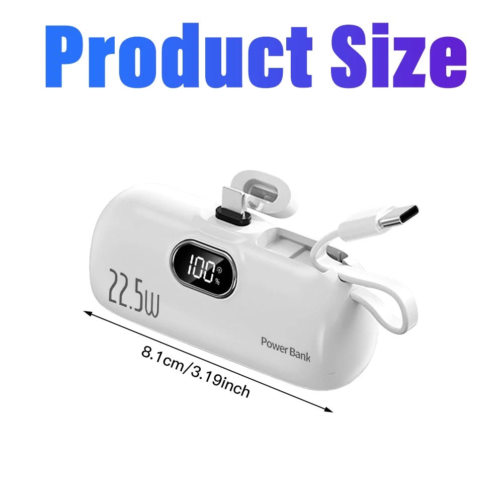 Mini Power Bank Portable 8000mAh Fast Charger USB-C & iPhone Dual Connector NEW