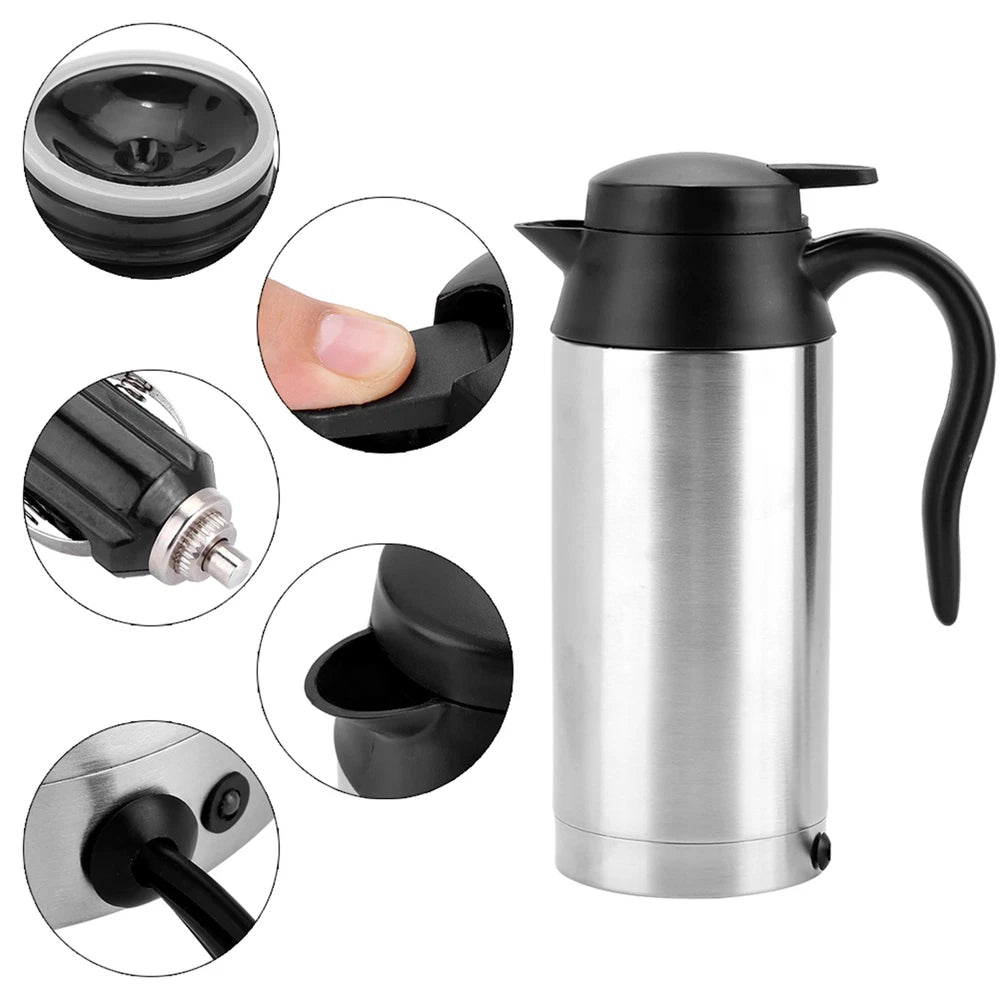 24V Electric Car Kettle Travel Camping Caravan Boiling Water Socket Tea Coffee
