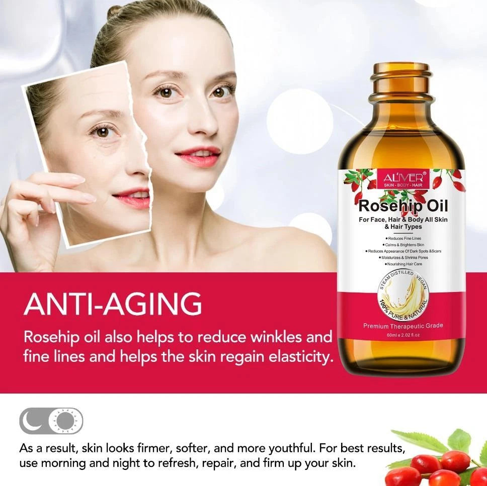 ROSEHIP Oil 100% PURE Natural BEST For Fine Lines Wrinkles Stretch Marks & Hair