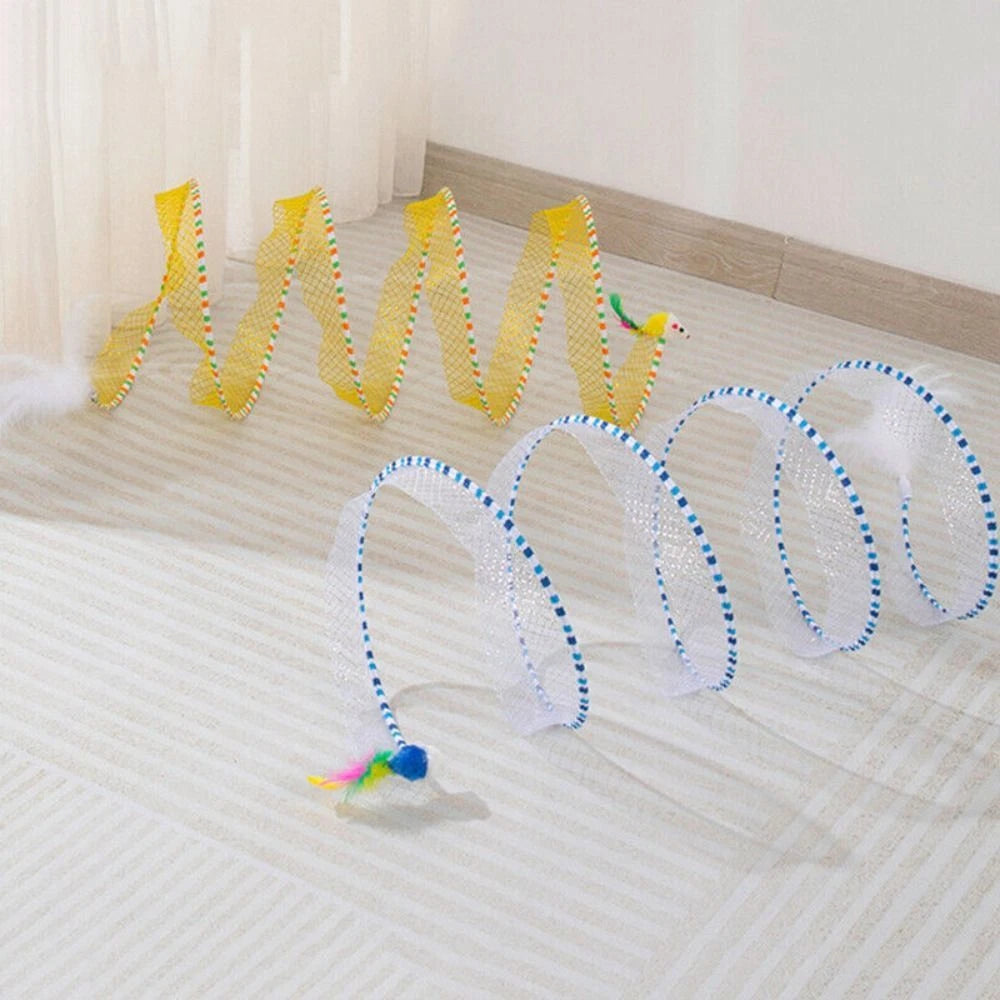 Stretchable Cat Coil Tunnel Toys Foldable Pet Interactive Toy Coil Spiral Toy