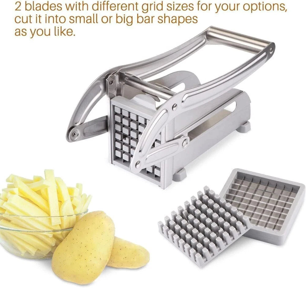 Potato Chipper Chip Chopper Cutter Slicer Maker & 2 Steel Edges French Fries UK