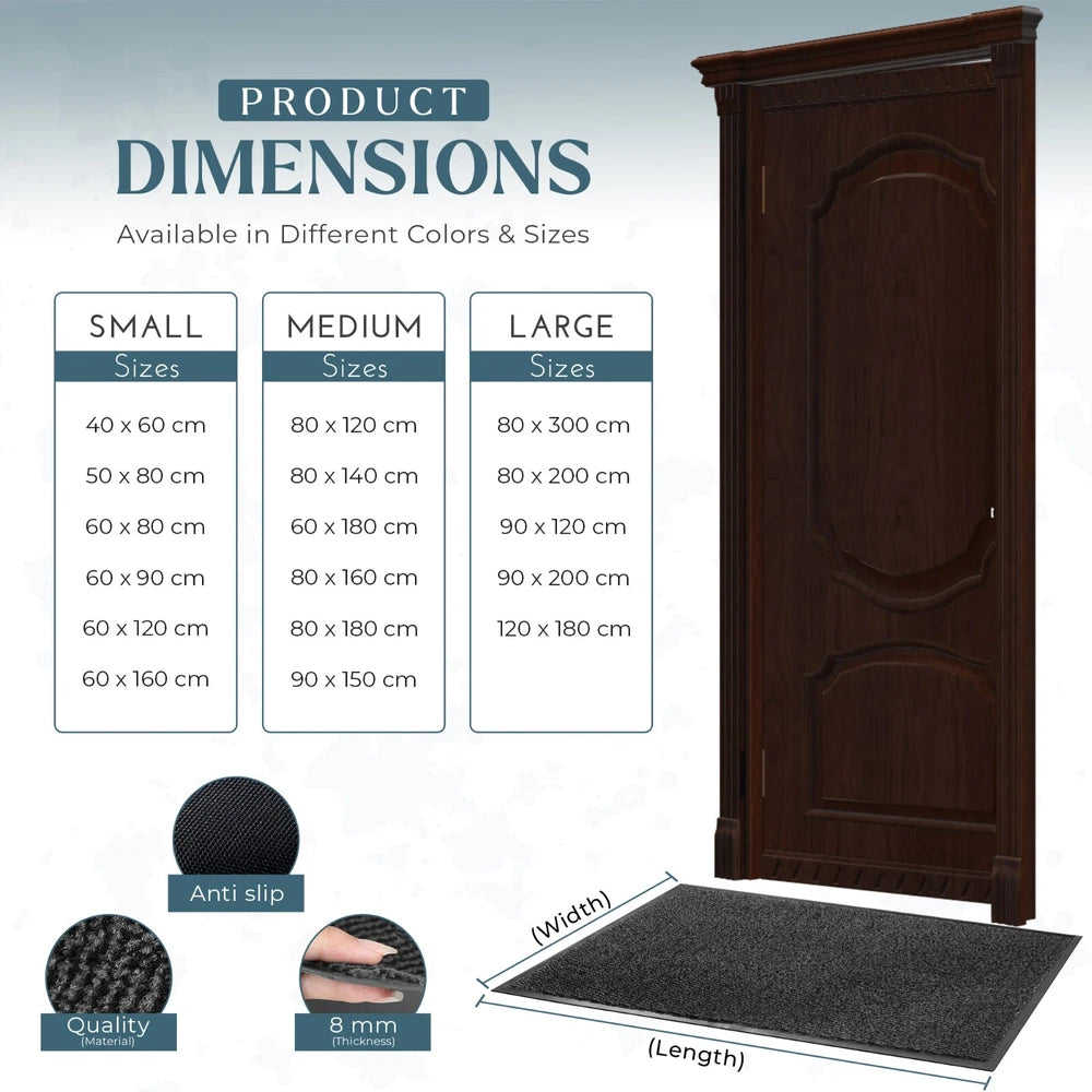 Barrier Mat Entrance Door Mat Heavy Duty Non Slip Dirt Trapper Rubber Back Rugs