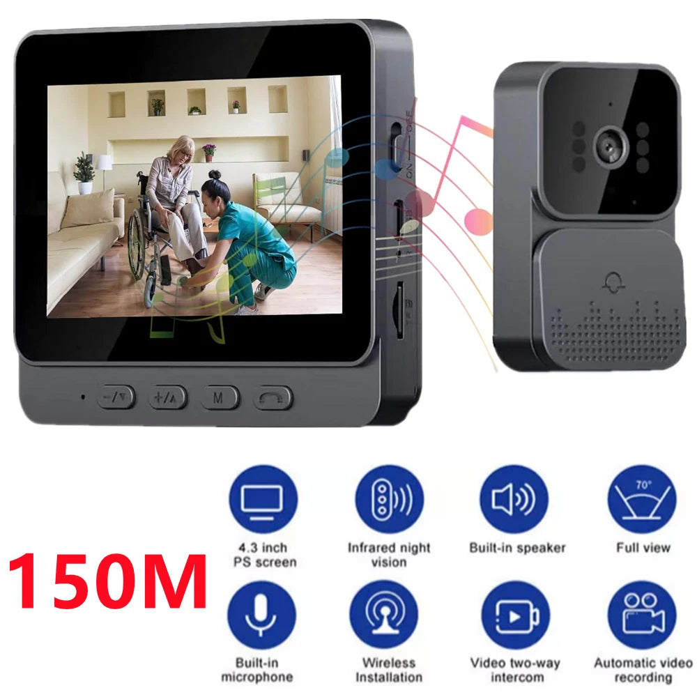 Wireless WiFi Video Doorbell Smart Phone Camera Door Bell Ring Intercom Security