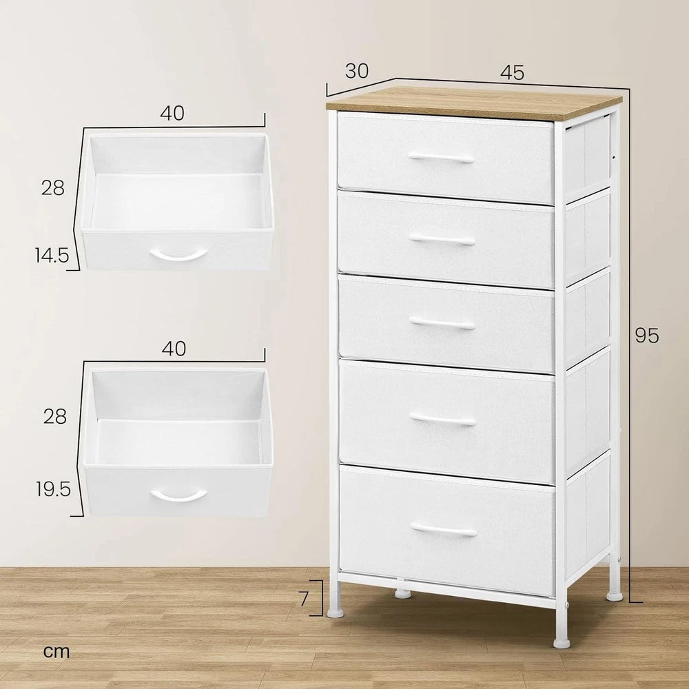 Chest of Drawers Bedroom Furniture Storage Bedside Cabinet 5 Drawers 6 Colours