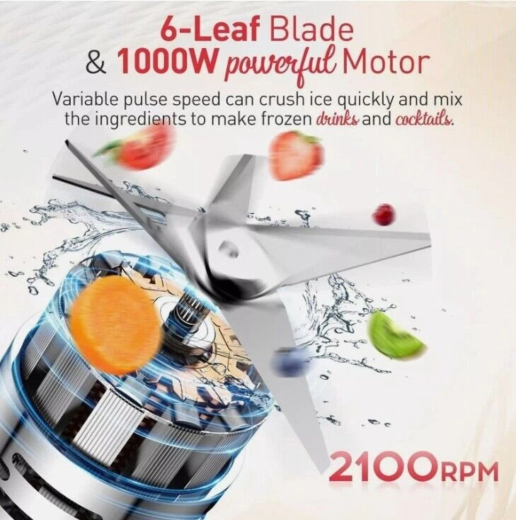 1.5L Blender Smoothie Maker Ice Crusher Mixer Milk Shake Fruit Juicer Vegetables