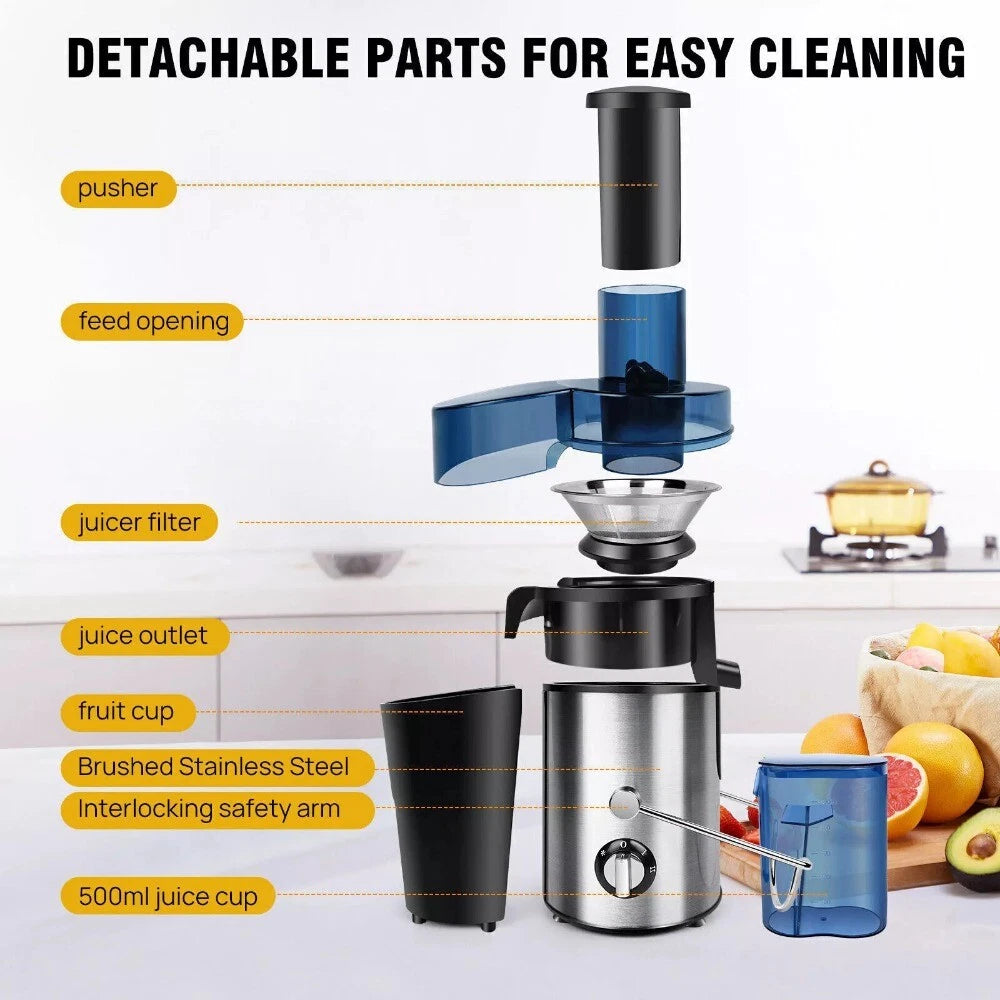 1000W Juicer Machine Whole Fruit Vegetable Large Juice Extractor Stainless Steel