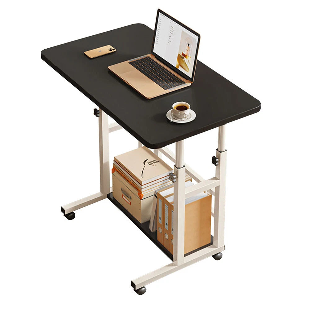 Height Adjustable Small PC Computer Desk Mobile Overbed Table Laptop Stand Shelf