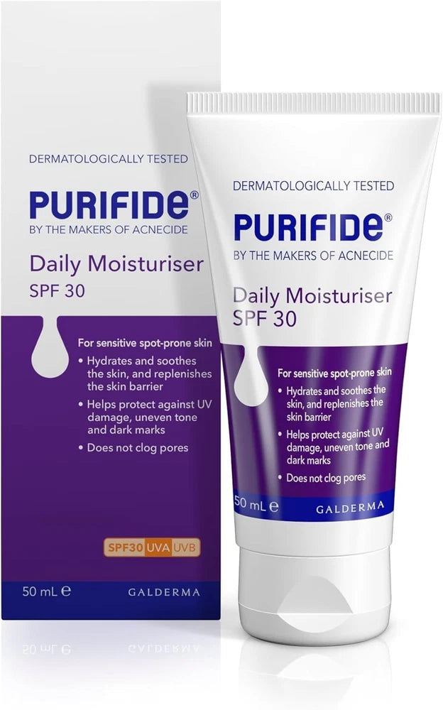 PURIFIDE by Acnecide Moisturiser SPF 30 50ml Face Sun Cream For Acne Prone Skin