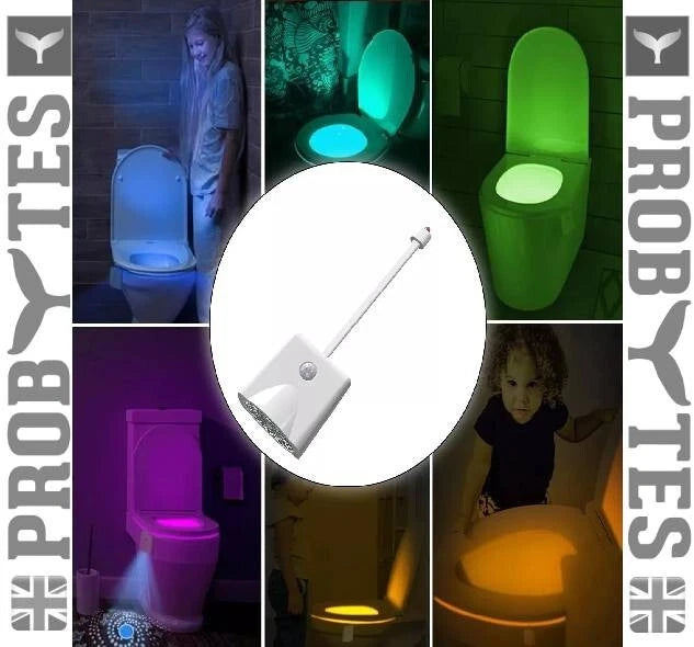 Rechargeable Toilet Bowl Night Light 16 Color LED USB-C PIR Sensor Bathroom Lamp