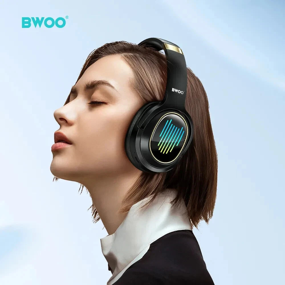 TWS Wireless Bluetooth 5.4 Headphones LED RGB ANC Over-Ear Earphones 50H