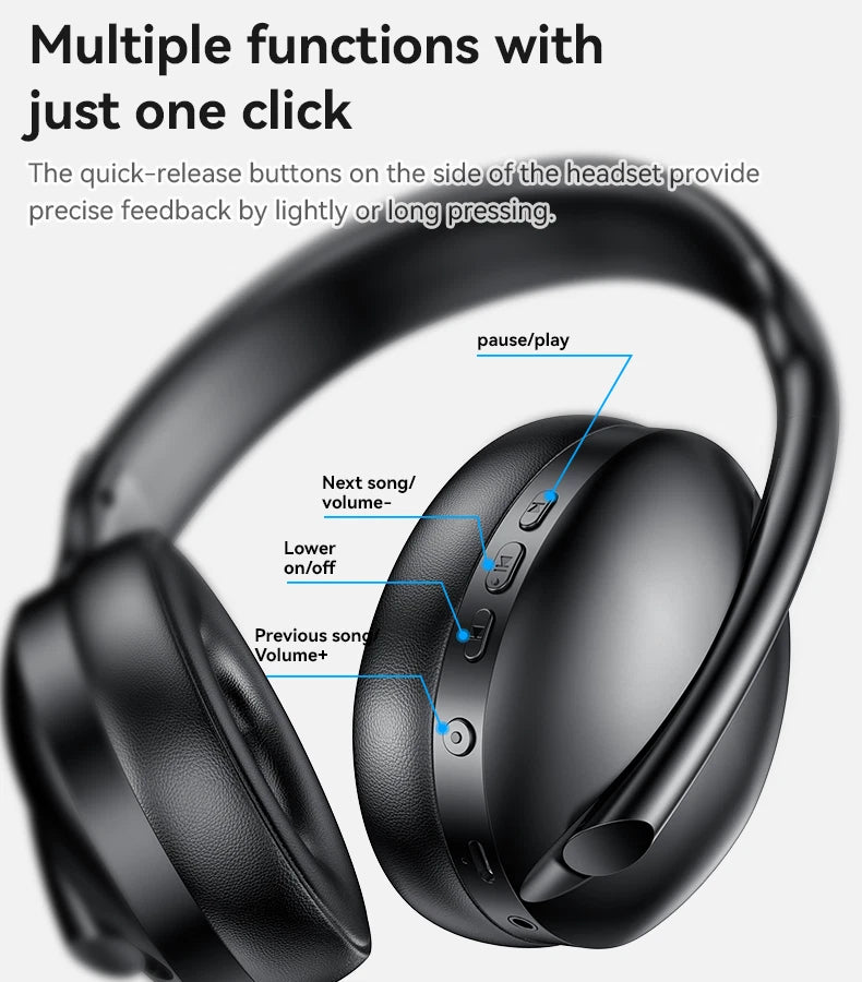 Wireless Bluetooth 5.3 Headphones with Noise Cancelling Over-Ear Earphones 60H
