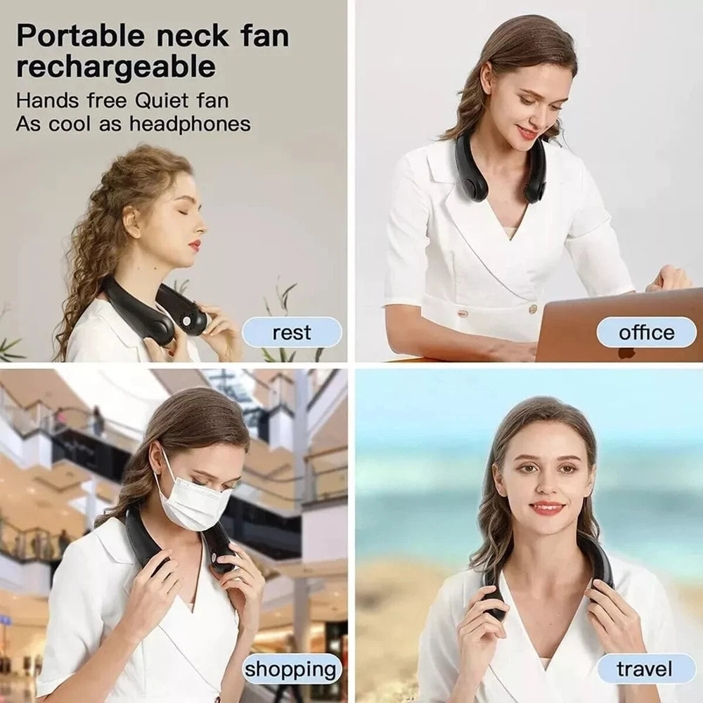 Portable Neck Mini Fan Lazy Neck Hanging USB Rechargeable Air Cooler Fan UK
